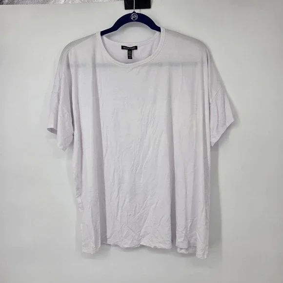 Eileen Fisher Viscose Stretch Short Sleeve White T-Shirt Crew Neck Womens M - Picture 2 of 11